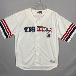 Detroit Tigers Baseball Jersey Mens Large Button Down Genuine True Fan MLB